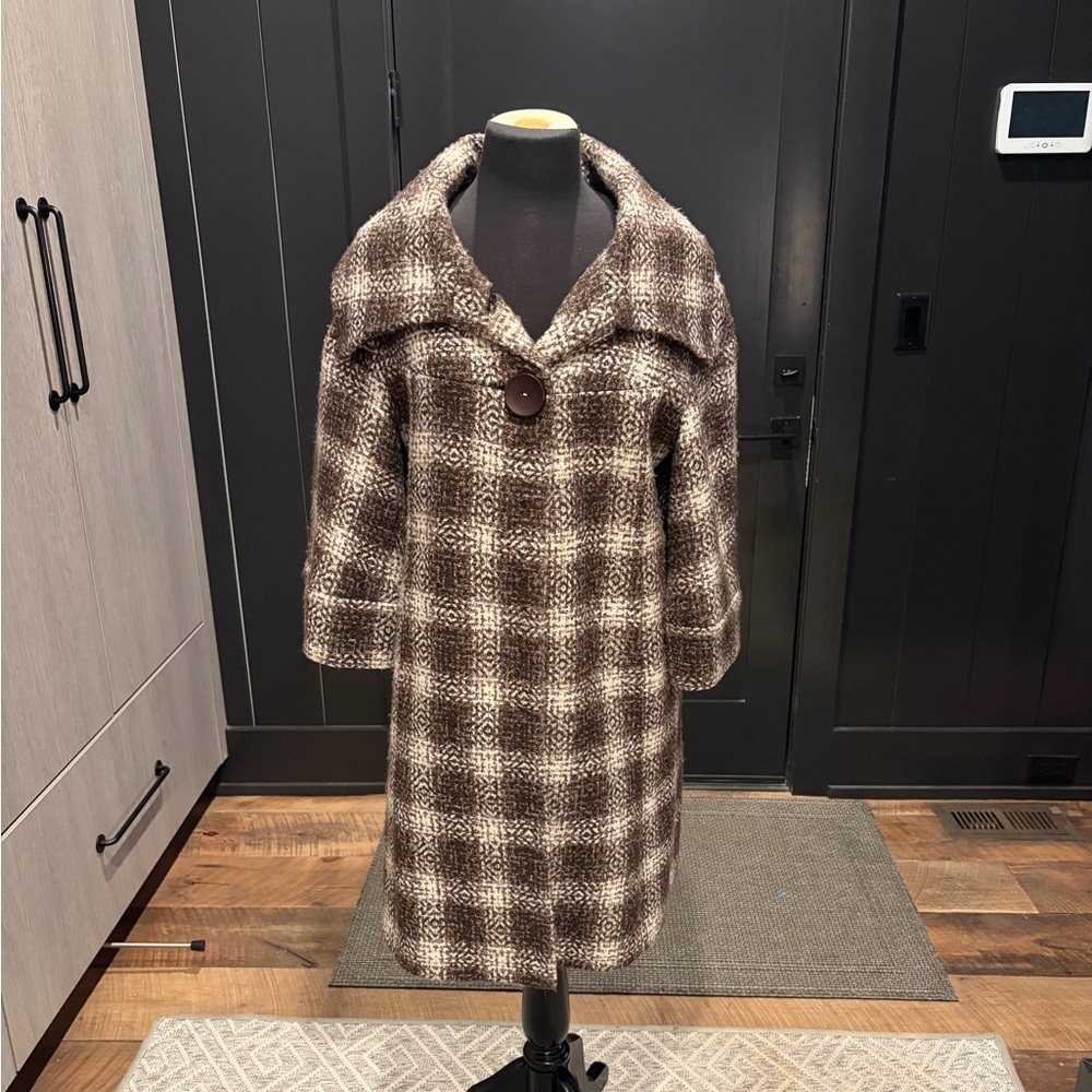Focus 2000 Brown Plaid Cape Coat